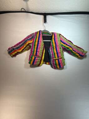 Padjitos Chichicastenango Multi-Colored Striped Cotton Quilted Jacket